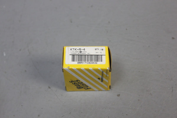 1 BOX OF 10 NEW BUSSMANN BUSS KTK-R-4 FUSES
