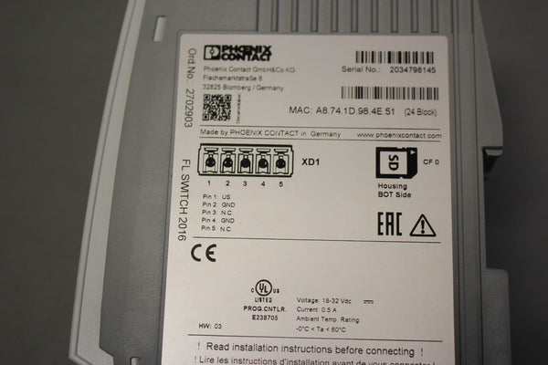 PHOENIX CONTACT 16 PORT ETHERNET SWITCH  FL SWITCH 2016
