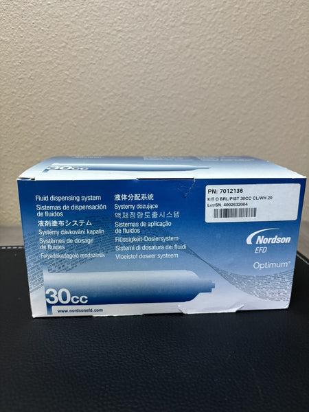 20 PCS Nordson 7012136 30cc Clear Syringe Barrell & White Piston