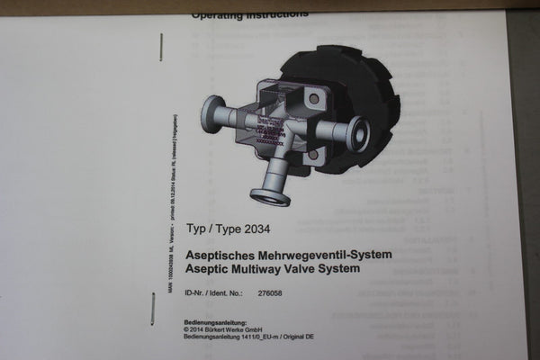 NEW BURKERT 3 WAY SANITARY STAINLESS STEEL DIAPHRAGM VALVE 1/2" 316L 10bar 2034