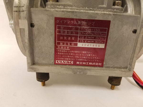 Ulvac Da-15D Diaphragm Dry Vacuum Pump Nidec