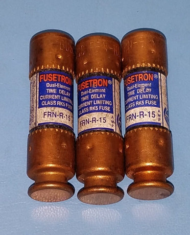 (3 Pcs) Buss Fusetron Frn-r-15 Fuses Dual Element Time Delay
