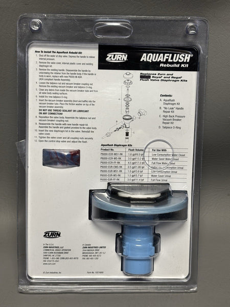 AQUAFLUSH ZURN CLOSET REBUILD KIT 1.6 GAL U P6000-ECR-WS1-RK-CS CLAMSHELL