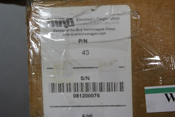 BIRD THRULINE WATTMETER MODEL 43 50 ohm WITH 1000H ELEMENT