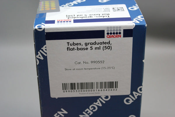NEW BOX 50 QIAGEN FLAT BASE 5mL GRADUATED TUBES 990552