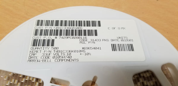 500 Kemet T491 33UF 10V Tantalum Capacitors T491C336K010AS