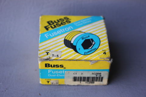 LOT OF 4 NEW BUSS FUSES FUUSETRON DUAL-ELEMENT FUSES  1CZ68 T-5