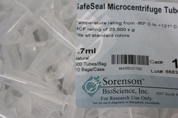 NEW BAG OF 500 SORENSON SAFESEAL MICROCENTRIFUGE TUBES 16070