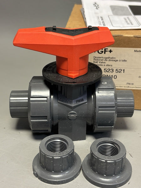 New Georg Fischer 161 523 521 3/8" DN10 PVC-U Metering Ball Valve