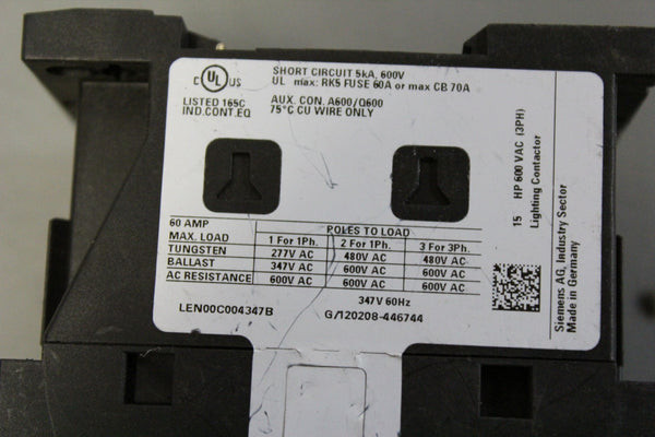 SIEMENS LIGHTING CONTACTOR  LEN00C004347B