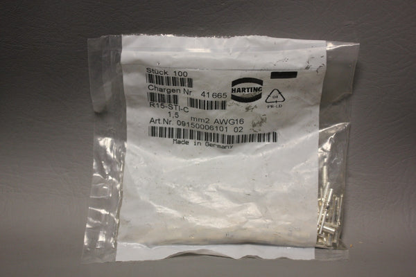 NEW LOT OF 100 HARTING CONNECTOR PINS 09150006101