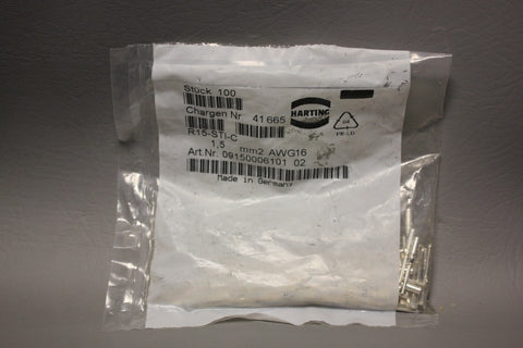 NEW LOT OF 100 HARTING CONNECTOR PINS 09150006101