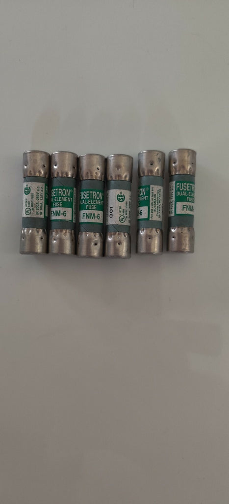 LOT OF 6 BUSS FUSETRON FUSES FNM-6 NEW