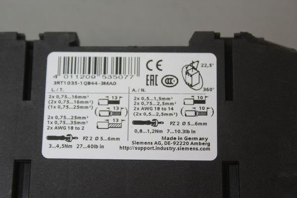 NEW SIEMENS 3RT1035-1QB44-3MA0 CONTACTOR