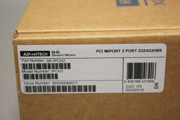 NEW ADVANTECH B+B SMARTWORX UNIVERSAL PCI MIPORT RS-232/422/485  CARD  BB-3PCIU2