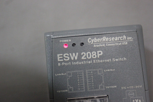 UNUSED CYBER RESEARCH 8-PORT INDUSTRIAL ETHERNET SWITCH ESW 208P