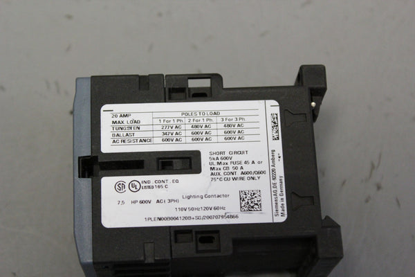 UNUSED SIEMENS CONTACTOR LEN00B004120B