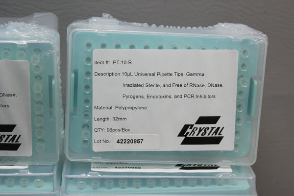 LOT OF 6 CRYSTAL 10 UL UNIVERSAL PIPETTE TIPS GAMMA 32MM