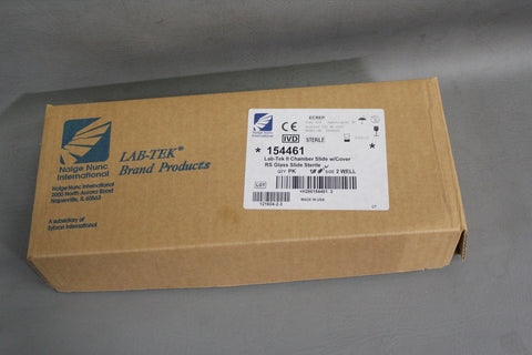 BOX OF 12 NEW NALGE NUNC LAB-TEK II 2 WELL CHAMBER SLIDE W/COVER  154461