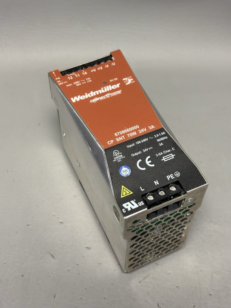 Weidmuller 8708660000 Power Supply; CP SNT 70 Watt 24 Volt 3 Amp A6