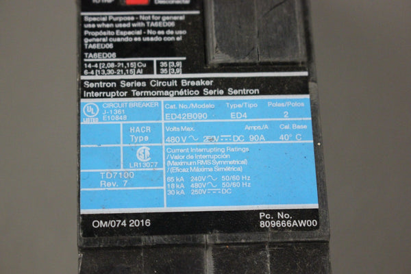 SIEMENS ED42B090 SENTRON CIRCUIT BREAKER (B)