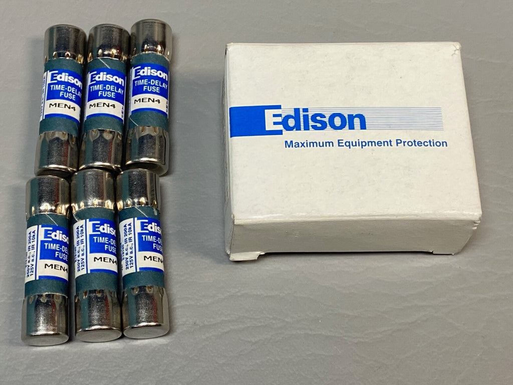 BOX OF 6 EDISON MEN4 TIME DELAY FUSES 250V 4A
