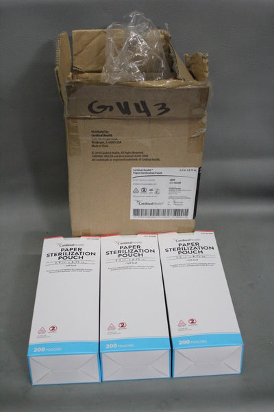 NEW CASE OF 600 CARDINAL HEALTH PAPER STERILIZATION POUCH 3.5IN X 8.75IN 92308