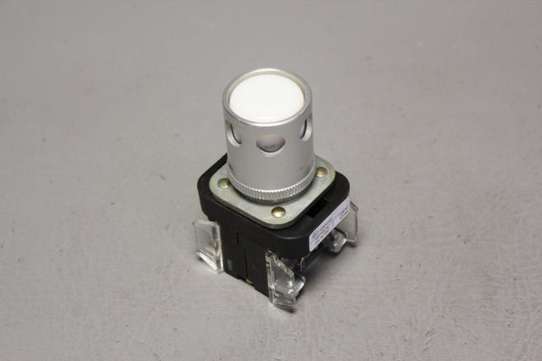 UNUSED ALLEN-BRADLEY ILLUMINATED WHITE PUSH BUTTON WITH GUARD 800Y-QAH24G