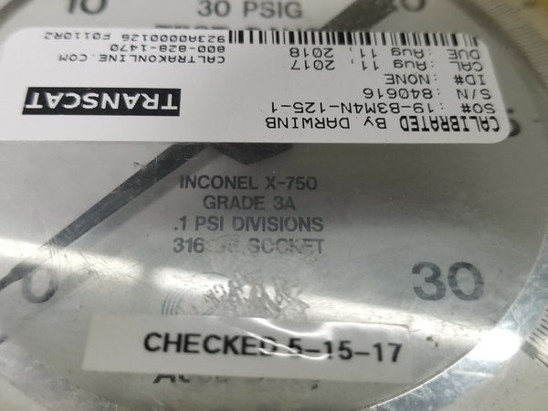 3D Instruments 1/4% accuracy test gauge .1PSI divisions 0-30PSI