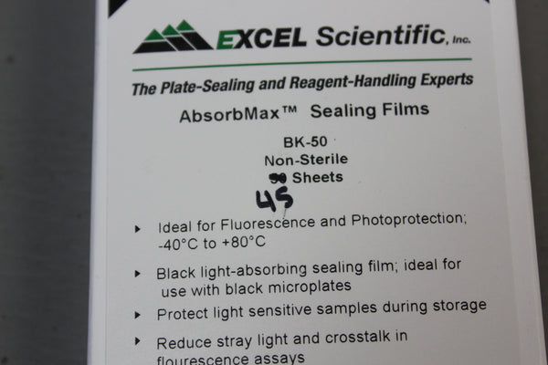 45- EXCEL SCIENTIFIC ABSORBMAX PLATE SEALING FILMS BK-50 EXPIRED 02-2024