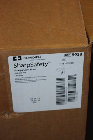 NEW 5 COVIDIEN 18 GALLON SHARPSAFETY SHARPS CONTAINERS 8938