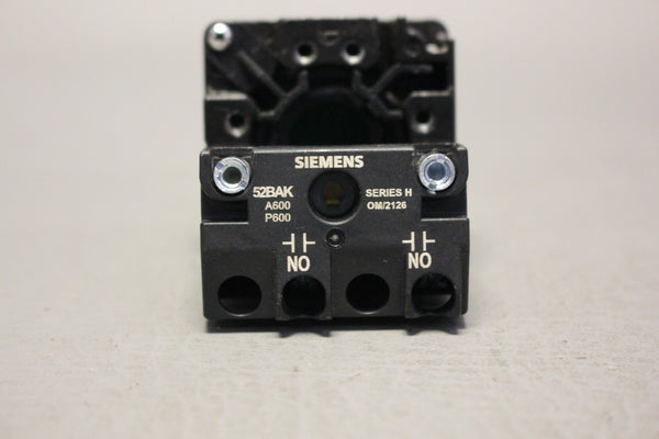 SIEMENS BLACK MAX 52BM8A3K TURQUOISE PUSHBUTTON & 52BAK BLOCK