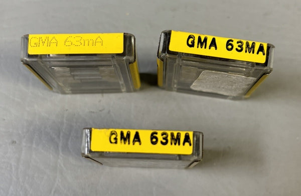 3 packs of (15) - Bussmann FUSES GMA 63MA 250V