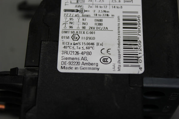 Unused SIEMENS SIRUIS THERMAL OVERLOAD RELAY 3RU2126-4PB0