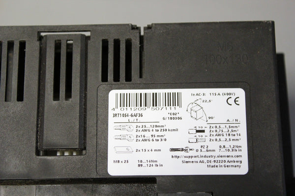 SIEMENS SIRIUS POWER CONTACTOR  3RT1054-6AF36