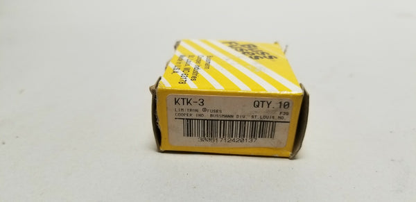 8 New In Box Cooper Bussmann Buss Fuses KTK-3 Fuse