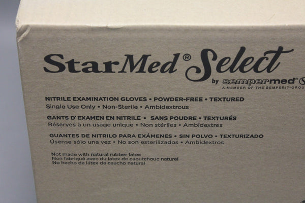 NEW BOX OF 1000 STARMED SELECT NITRILE EXAMINATION GLOVES POWDER FREE SMNS103  M