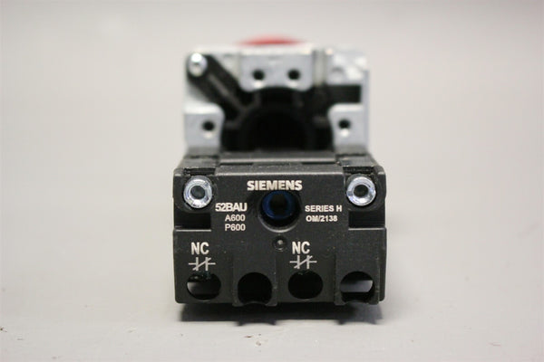 SIEMENS OIL TIGHT RED EMERGENCY PUSH BUTTON 52PP3A2U W/52BAU