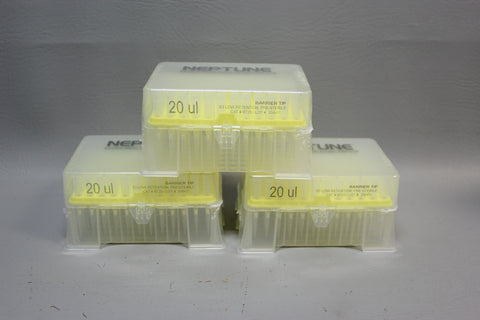 LOT OF 3 NEPTUNE BARRIER TIPS 20UL BT20 LOW RETENTION PRE-STERILE