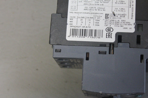 UNUSED SIEMENS MOTOR PROTECTION CIRCUIT BREAKER 3RV2021-4FA10