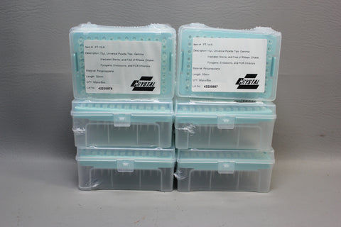 LOT OF 6 CRYSTAL 10 UL UNIVERSAL PIPETTE TIPS GAMMA 32MM