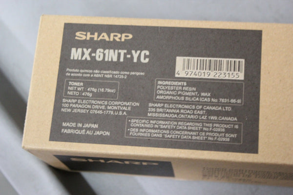 NEW GENUINE SHARP YELLOW TONER CARTRIDGE MX-61NT-YC