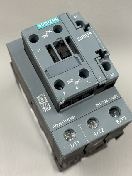 SIEMENS SIRIUS CONTACTOR 3RT2036-1AK60 3 POLE 380V 3RT20361AK60