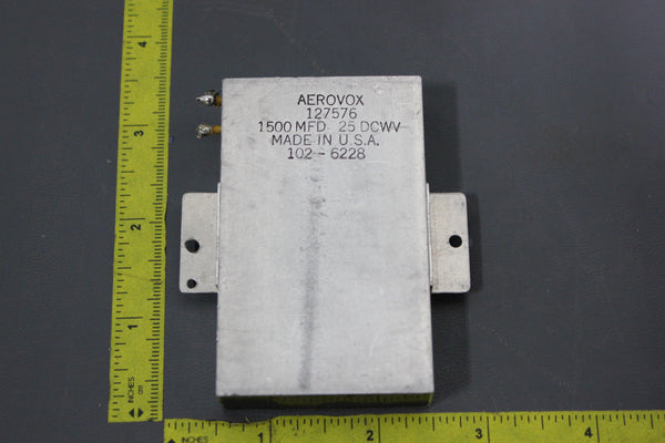 AEROVOX 1500MFD 25VDC CAPACITOR 102-6228 127576 METAL CASE