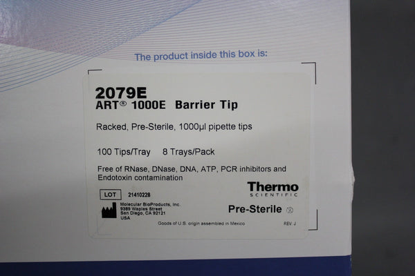 800 NEW THERMO ART  RACKED PRE-STERILE 1000uL BARRIER PIPETTE TIPS 2079E