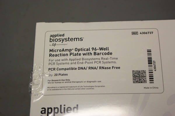 20 NEW APPLIED BIOSYSTEMS MICROAMP 96WELL REACTION PLATES W/BARCODE 4306737