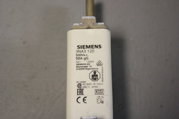 UNUSED SIEMENS 3NA3 120 FUSE ELEMENT