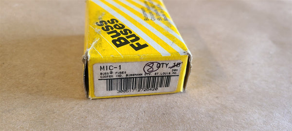 NEW BOX OF 8 BUSS FUSES MIC-1
