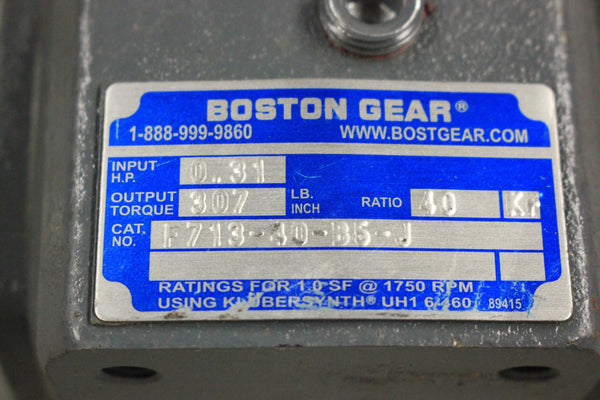 BOSTON GEAR F713-40-B6-J ISO 9002 100 SERIES GEAR REDUCER