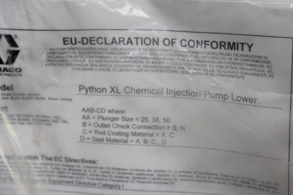 NEW GRACO PYTHON XL CHEMICAL INJECTION PUMP A25315   PCI-350-25H-XD-0